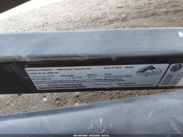 44918469 :رقم المزاد ، 4T9AC1215RD242448 vin ، 2024 Teardrop Other مزاد بيع