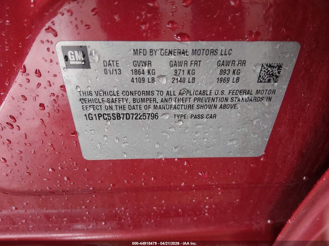 Продаж на аукціоні авто 2013 Chevrolet Cruze 1lt Auto, vin: 1G1PC5SB7D7225796, номер лоту: 44918479