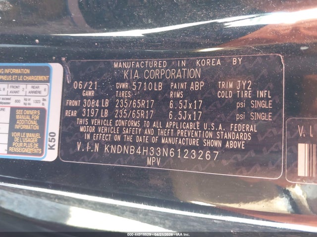 Продажа на аукционе авто 2022 Kia Carnival Mpv Lx Seat Package, vin: KNDNB4H33N6123267, номер лота: 44918529