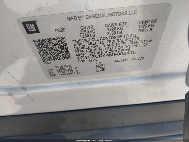 Aukcja sprzedaży 2021 Cadillac Xt4 Fwd Premium Luxury, vin: 1GYFZCR44MF002435, numer aukcji: 44918551