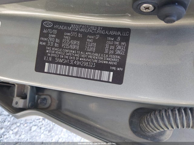 Продажа на аукционе авто 2009 Hyundai Santa Fe Limited, vin: 5NMSH13E49H298323, номер лота: 44918742