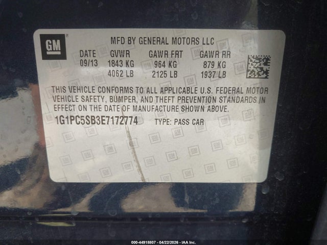 Chevrolet Cruze 1lt Auto 2014 1G1PC5SB3E7172774 Image 9