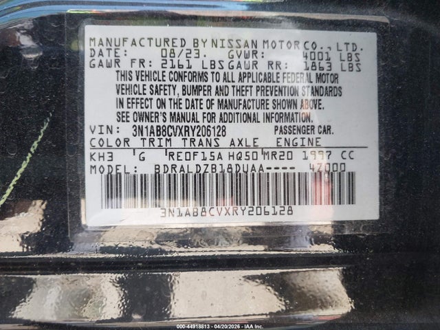 2024 Nissan Sentra Sv Xtronic Cvt მანქანა იყიდება აუქციონზე, vin: 3N1AB8CVXRY206128, აუქციონის ნომერი: 44918813