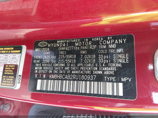 KM8HBCAB2RU180937 Hyundai Kona Sel