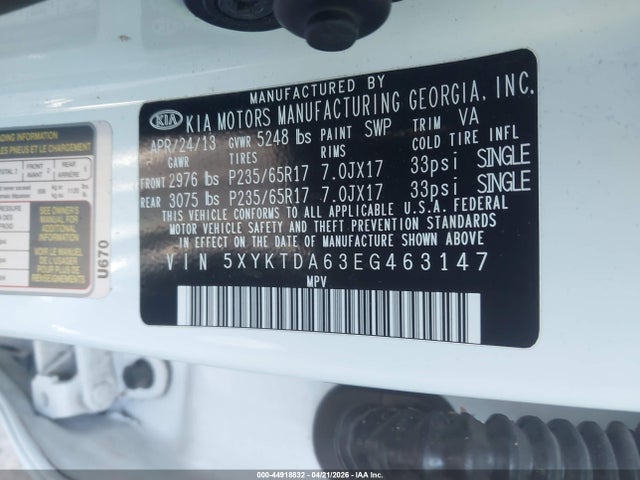 Продажа на аукционе авто 2014 Kia Sorento Lx, vin: 5XYKTDA63EG463147, номер лота: 44918832