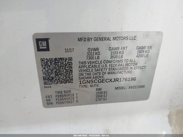 Chevrolet Suburban Ls 2018 1GNSCGECXJR176196 Image 9