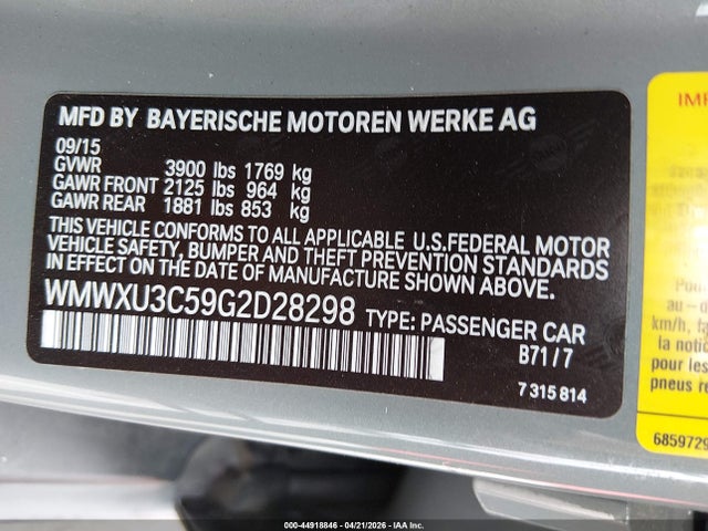 WMWXU3C59G2D28298 Mini Hardtop Cooper S