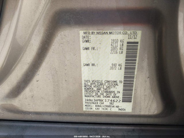 Aukcja sprzedaży 2013 Nissan Altima 2.5 Sl, vin: 1N4AL3AP9DC174622, numer aukcji: 44918850