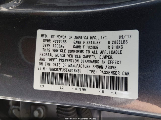Honda ACCORD LX 2014 1HGCR2F35EA018481 Image 9