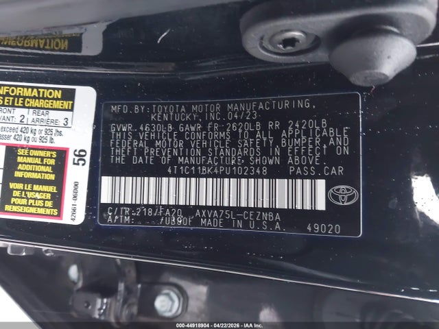 Продажа на аукционе авто 2023 Toyota Camry Le, vin: 4T1C11BK4PU102348, номер лота: 44918904