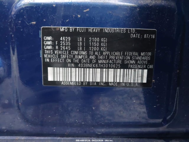 4S3BNEK67H3010625 Subaru Legacy 3.6r Limited