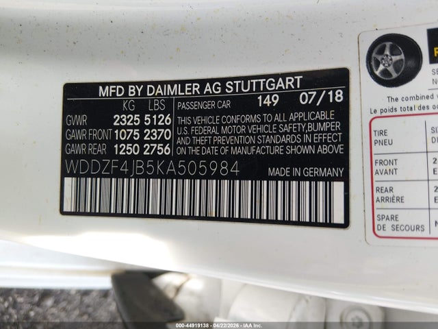 Aukcja sprzedaży 2019 Mercedes-benz E 300, vin: WDDZF4JB5KA505984, numer aukcji: 44919138