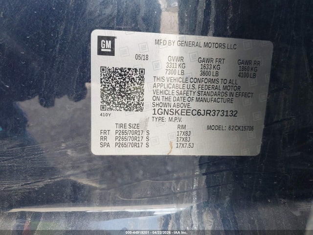 1GNSKEEC6JR373132 Chevrolet Tahoe Commercial Fleet