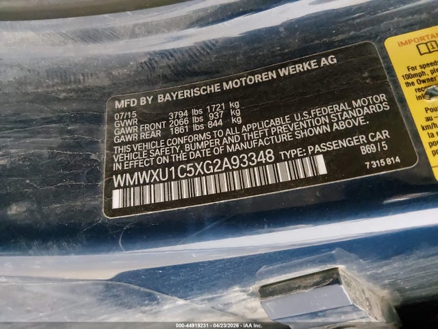 WMWXU1C5XG2A93348 Mini Hardtop Cooper