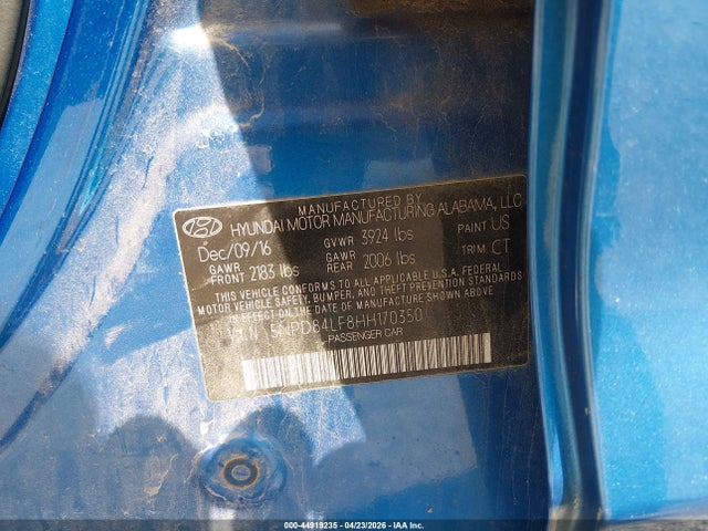 Aukcja sprzedaży 2017 Hyundai Elantra Value Edition, vin: 5NPD84LF8HH170350, numer aukcji: 44919235