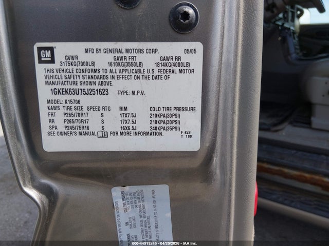 Aukcja sprzedaży 2005 Gmc Yukon Denali, vin: 1GKEK63U75J251623, numer aukcji: 44919245