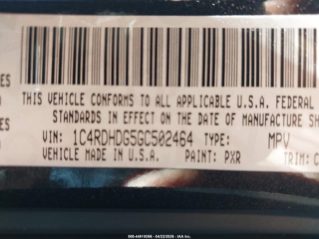 2016 Dodge Durango Limited მანქანა იყიდება აუქციონზე, vin: 1C4RDHDG5GC502464, აუქციონის ნომერი: 44919266