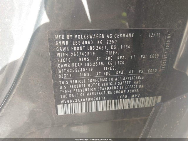 Продаж на аукціоні авто 2014 Volkswagen Tiguan R-line, vin: WVGBV3AX0EW070914, номер лоту: 44919291