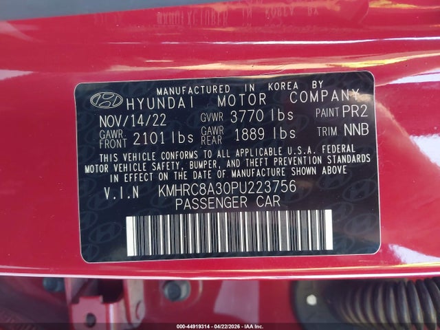 Продаж на аукціоні авто 2023 Hyundai Venue Limited, vin: KMHRC8A30PU223756, номер лоту: 44919314