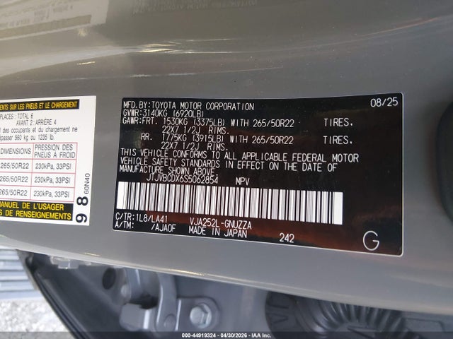 Aukcja sprzedaży 2025 Lexus Gx 550 Luxury+, vin: JTJVBCDX6S5062854, numer aukcji: 44919324