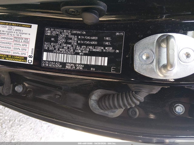 Aukcja sprzedaży 2016 Toyota 4runner Limited, vin: JTEBU5JR3G5283767, numer aukcji: 44919368