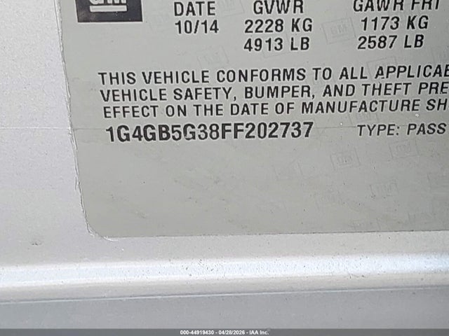 1G4GB5G38FF202737 Buick Lacrosse Leather