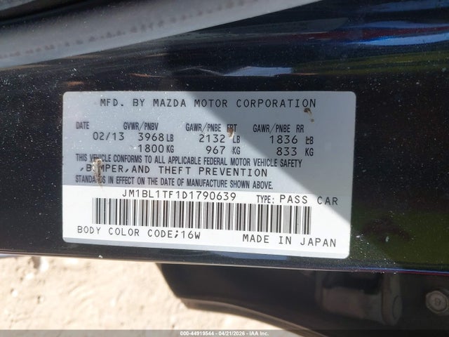Продажа на аукционе авто 2013 Mazda Mazda3 I Sv, vin: JM1BL1TF1D1790639, номер лота: 44919544