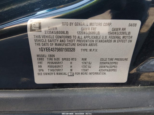 Aukcja sprzedaży 2008 Cadillac Srx V6, vin: 1GYEE437980190328, numer aukcji: 44919606