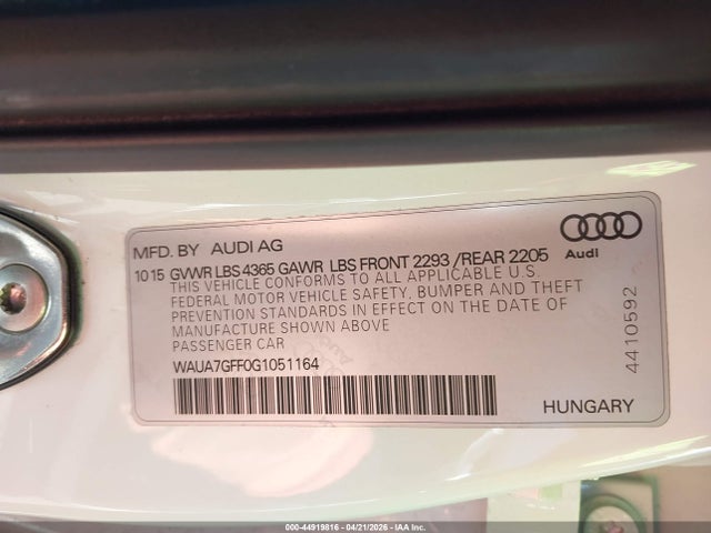 Продаж на аукціоні авто 2016 Audi A3 1.8t Premium, vin: WAUA7GFF0G1051164, номер лоту: 44919816