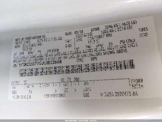 Ford ESCAPE S 2018 1FMCU0F70JUB52968 Image 9