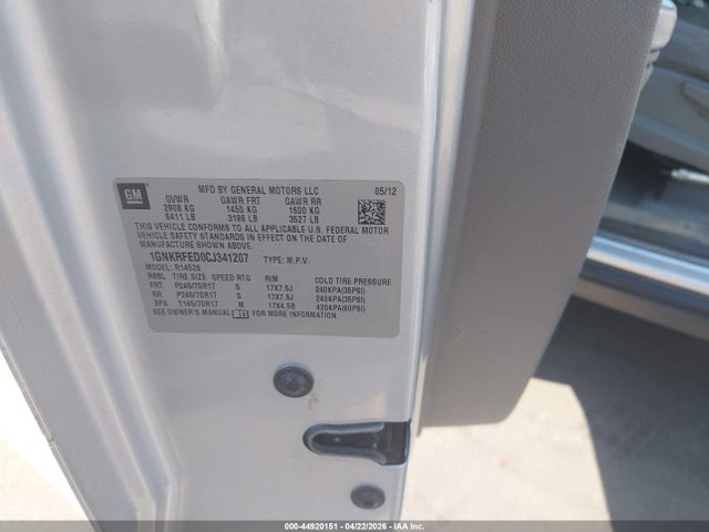 44920151 :رقم المزاد ، 1GNKRFED0CJ341207 vin ، 2012 Chevrolet Traverse Ls مزاد بيع