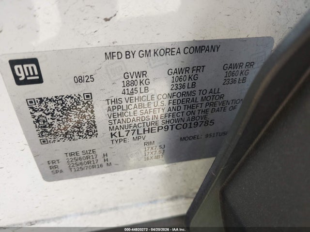 KL77LHEP9TC019785 Chevrolet Trax Fwd Lt