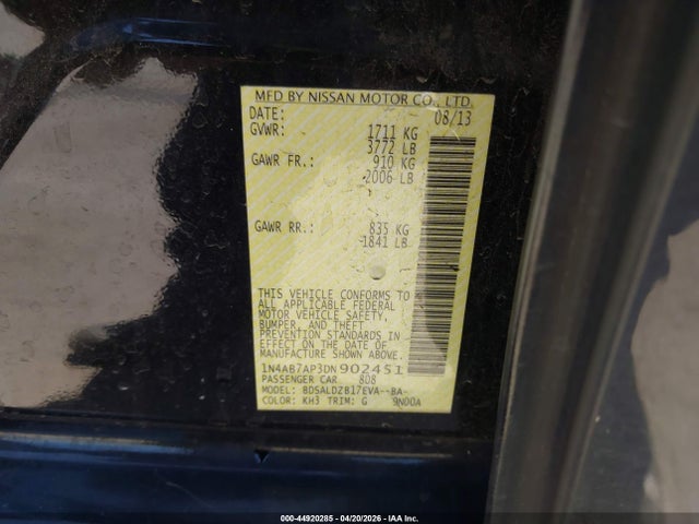 Aukcja sprzedaży 2013 Nissan Sentra Sv, vin: 1N4AB7AP3DN902451, numer aukcji: 44920285