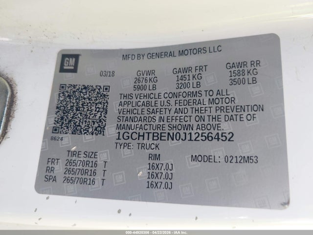 Chevrolet Colorado Wt 2018 1GCHTBEN0J1256452 Image 9