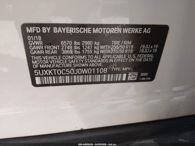 Aukcja sprzedaży 2018 Bmw X5 Edrive Xdrive40e Iperformance, vin: 5UXKT0C50J0W01108, numer aukcji: 44920439