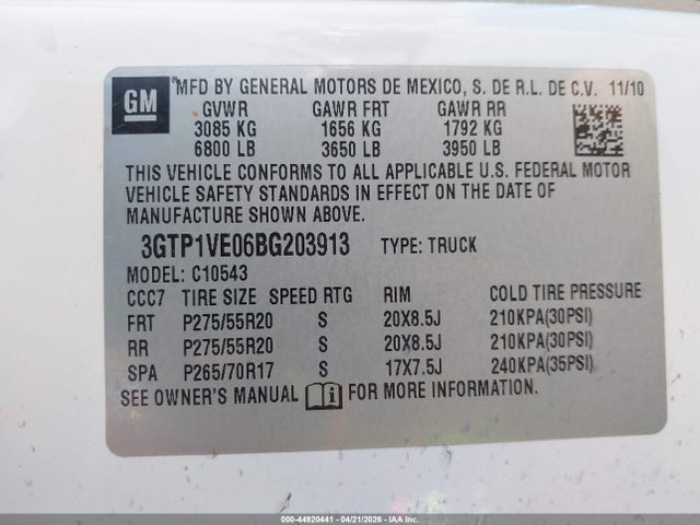 Продажа на аукционе авто 2011 Gmc Sierra 1500 Sle, vin: 3GTP1VE06BG203913, номер лота: 44920441