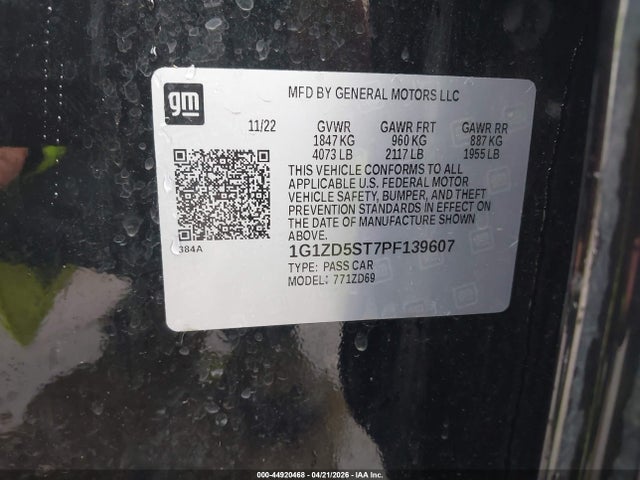 Продаж на аукціоні авто 2023 Chevrolet Malibu Fwd 1lt, vin: 1G1ZD5ST7PF139607, номер лоту: 44920468