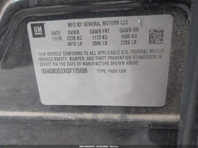 1G4GB5G3XGF175686 Buick Lacrosse Leather