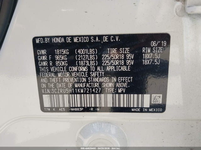 3CZRU5H11KM721427 Honda HR-V SPORT