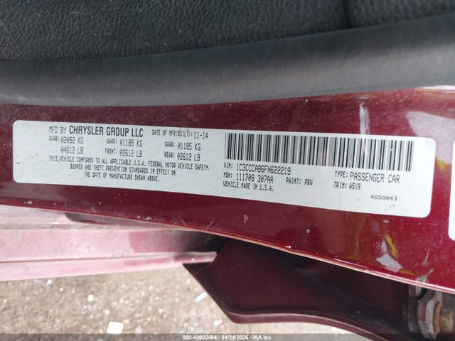 Продаж на аукціоні авто 2015 Chrysler 200 Limited, vin: 1C3CCCAB6FN622219, номер лоту: 44920494