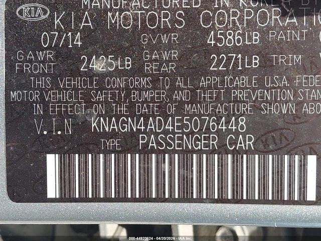 KIA Optima Hybrid Ex 2014 KNAGN4AD4E5076448 Image 9