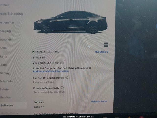 Aukcja sprzedaży 2022 Tesla Model S Dual Motor All-wheel Drive, vin: 5YJSA1E5XNF464941, numer aukcji: 44920638