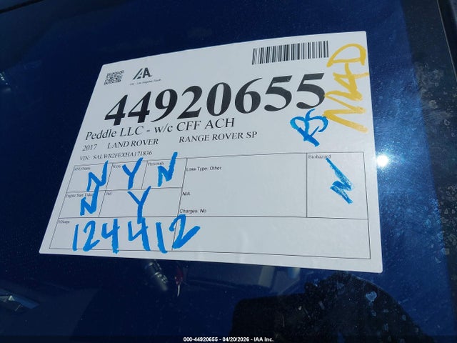 SALWR2FEXHA171836 Land Rover Range Rover Sport 5.0l V8 Supercharged/5.0l V8 Supercharged Dynamic