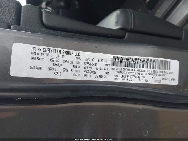 44920705 :رقم المزاد ، 1C4RJFAG1CC350548 vin ، 2012 Jeep Grand Cherokee Laredo مزاد بيع
