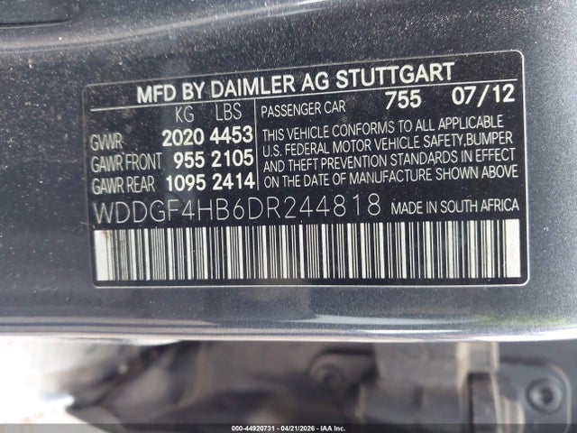 Продаж на аукціоні авто 2013 Mercedes-benz C 250 Sport, vin: WDDGF4HB6DR244818, номер лоту: 44920731