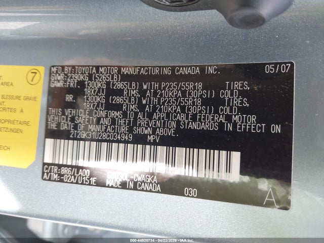 Продаж на аукціоні авто 2008 Lexus Rx 350, vin: 2T2GK31U28C034949, номер лоту: 44920734