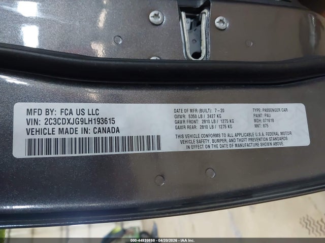 Продаж на аукціоні авто 2020 Dodge Charger Sxt Awd, vin: 2C3CDXJG9LH193615, номер лоту: 44920750