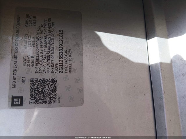 Продаж на аукціоні авто 2018 Chevrolet Impala 2lz, vin: 2G1125S38J9121815, номер лоту: 44920772