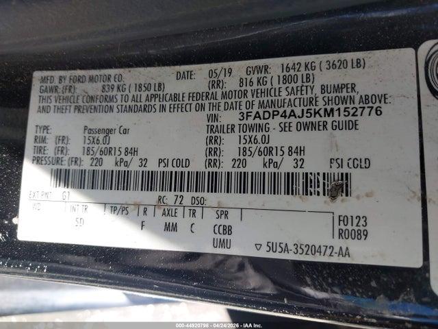 Ford FIESTA S 2019 3FADP4AJ5KM152776 Image 9
