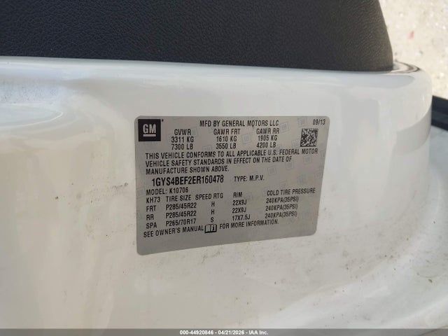 44920846 :رقم المزاد ، 1GYS4BEF2ER160478 vin ، 2014 Cadillac Escalade Luxury مزاد بيع